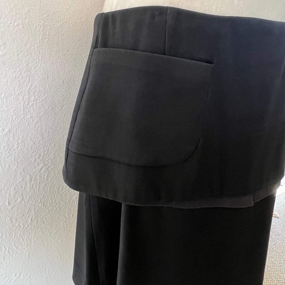 VINTAGE & RARE | Black Gabardine Wool Overlap Skirt - Front Pocket - Picture 6 of 11